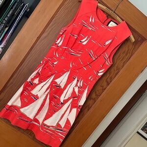 Maeve Coral Sailboat Print Mini Dress